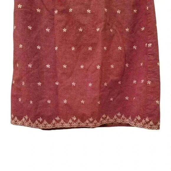 High Sierra Women's Heather Red Cotton White Embroidered Mini Wrap Skirt - Picture 5 of 10